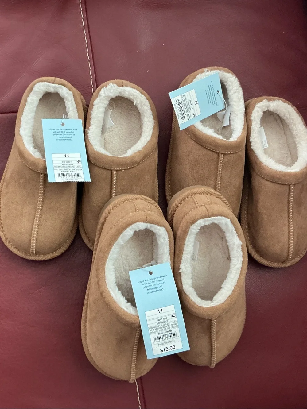 Kids Cozy Faux-Suede Jude Slippers by Cat & Jack in Chestnut Brown